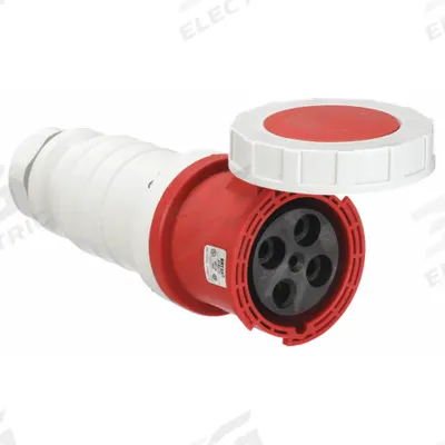 BRYANT Pin and Sleeve Connector: Red, 480V AC, Three Phase, 100 A, 3 Pole, 4 Wire - Watertight Connectors