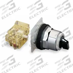 SCHNEIDER ELECTRIC Selector Switch: 30 mm Panel Mounting Size, 3 Positions, Short Lever, 1NO/1NC (MPN 9001KS46B 9001KA1). Key specifications — AC Contact Rating: 3 A @ 240 V; Action: Maintained/Maintained/Maintained; Cam: F; DC Contact Rating: 0.55 A @ 125 V; Hazardous Location Specification: Not Rated; Operator Head Material: Metal; Operator Head Type: Short-Handled Knob; Operator Illumination: Non-Illuminated.