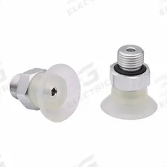 SCHMALZ Vacuum Pad Assembly: Flat, M5 Vacuum Port, 16.8 mm Pad Dia, Food Grade Silicone Rubber, 55 A (MPN 10.01.01.14167). Key specifications — attr1019136: 10.01.01.14167; attr1019138: SCHMALZ; attr1019139: 55 A.