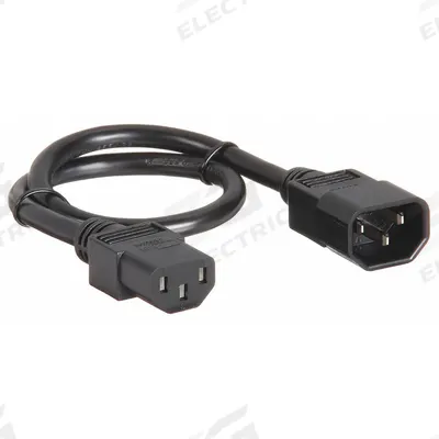 APPROVED VENDOR Power Cord: 1 1/2 ft Lg, 3/18, C14 Plug, C13 Receptacle, SJT, PVC - Electronic Equipment Power Cords