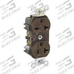 LEVITON Plugs and Receptacles: Duplex, 5-20, Brown, 125/250V AC, 20 A, 2 Pole / 3 Wire (MPN 5844)