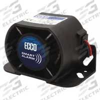 ECCO Vehicle Backup Alarm: Self-Adjusting, Tonal, 102 dB Max Sound Level, 36-80V DC, 5 in Lg, Black (MPN SA980N). Key specifications — Alarm Tone Type: Tonal; Mount Type: Bolt; Connector Type: 16 AWG Blunt Cut Wire; Brand: ECCO; Operating Voltage: 36-80V DC.