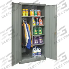 APPROVED VENDOR Storage Cabinet: 36 in x 24 in x 72 in, 4 Shelves, Swing Handle & Keyed, 24 ga Panel (MPN 250C362472A-HG). Key specifications — Shelf Adjustability: Adjustable; Base Type: Frame; Cabinet Color: Dark Gray; For Use Outdoors: No; Frame Assembled: Assembled; Cabinet Storage Components: Shelves; Brand: APPROVED VENDOR; Cabinet Style: Hanging Rod and Shelves.