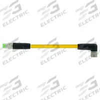 Cordset: M8 Male Straight X M8 Female Right Angle, 3 Pins, Yellow, PVC, 0.3 m Cable Lg (MPN 7000-88021-0100030). Key specifications — Cable Jacket Color: Yellow; End 1 Mounting Orientation: Straight; End 1 Gender: Male; End 1 Connection Type: M8; Cable Jacket Material: PVC; Brand: MURRELEKTRONIK; IP Rating: IP66K; End 2 Connection Type: M8.