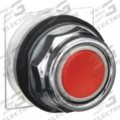 SCHNEIDER Recessed Push Button: Black/Blue/Green/Red, 30 mm Mounting Size, Metallic, Momentary (MPN 9001KR2U). Key specifications — Brand: SCHNEIDER; Action: Momentary; Series: 9001K; Push Button Material Type: Metallic.