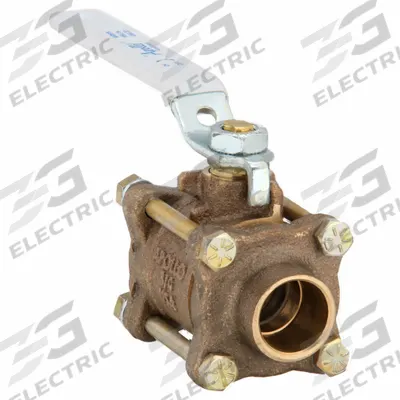 APOLLO Manual Two-Way Ball Valve: 3/4 in Size, Bronze, Straight, Sweat x Sweat - Bronze Ball Valves