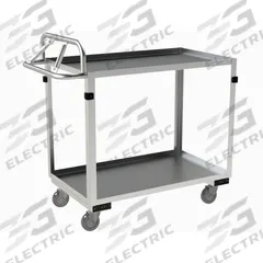 APPROVED VENDOR Utility Cart: 600 lb, 36 in L x 22 in W Shelf, 2 Shelves, Silver, Ergonomic (MPN SRSCE2022362ALU4PU). Key specifications — Caster/Wheel Configuration: (4) Swivel; Brand: APPROVED VENDOR; Caster Wheel/Tread Material: Polyurethane.