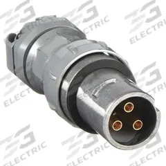 HUBBELL Pin and Sleeve Plug: Gray, 250V DC/600V AC, Three Phase, 60 A, 3 Pole, 3 Wire (MPN VP6375). Key specifications — Brand: HUBBELL.