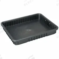 QUANTUM STORAGE SYSTEMS Divider Box: 0.46 cu ft, 22 1/2 in x 17 1/2 in x 3 in, Lid Not Included (MPN DG93030CO). Key specifications — Includes Dividers: Dividers Not Included; Includes Lid: Lid Not Included; Material: Plastic; Color: Black; Brand: QUANTUM STORAGE SYSTEMS.