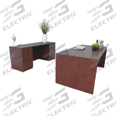 BOSS OFFICE PRODUCTS Office Furniture Kit with Fixed-Height Desk: Mahogany - Holland Series