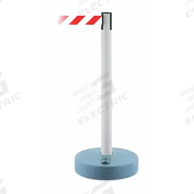TENSABARRIER Barrier Post with Belt: Red, Chevron, No Legend, 7 1/2 ft Belt Lg - Pattern Retractable Belt Post Barriers
