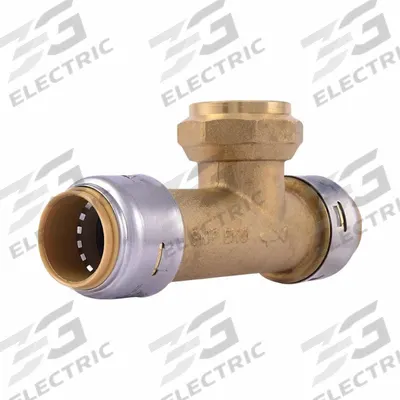 SHARKBITE Push-Fit Tee Fitting: Tee, 7/8 in OD x 3/4 in Pipe x 3/4 in OD x 3/4 in Pipe Size - Standard Brass Push-to-Connect Tube Fittings