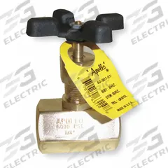APOLLO Globe Valve: For Air/Fluids/Gas Media, Brass, Z-Body, 1/2 in Pipe Size, FNPT x FNPT, Female (MPN 6090301). Key specifications — Brand: APOLLO; Stem: Rising.