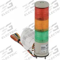 SCHNEIDER Tower Light Assembly: 3 Tier, Green/Orange/Red, No Sounder Tier, 170 1/2 mm Overall Ht (MPN XVC4B3K). Key specifications — Manufacturer Part Number: XVC4B3K; Brand: SCHNEIDER; Operating Voltage: 24V; Light Tier Color: Red.