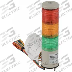 SCHNEIDER Tower Light Assembly: 3 Tier, Green/Orange/Red, No Sounder Tier, 170 1/2 mm Overall Ht (MPN XVC4B3K). Key specifications — Manufacturer Part Number: XVC4B3K; Brand: SCHNEIDER; Operating Voltage: 24V; Light Tier Color: Red.