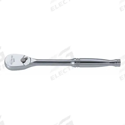WESTWARD Hand Ratchet: Pear, Reversible, 8 1/4 in Overall Lg, Chrome - Standard-Head Ratchets