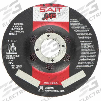 UNITED ABRASIVES-SAIT Depressed Center Cut-Off Wheel: Type 27, 7" x 0.045" x 7/8", Aluminum Oxide - General Purpose Cut-Off Wheels for Carbon & Stainless Steel