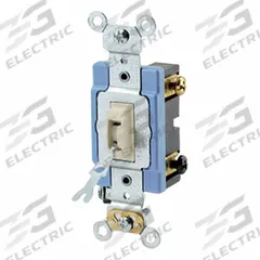LEVITON Wall Switch: Locking Switch, 3-Way, Maintained, Ivory, 120V AC, 15 A (MPN 1203-2IL). Key specifications — Illuminated: No.