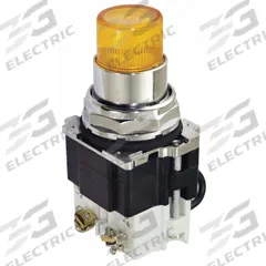 EATON Pilot Light: 30 mm Panel Mounting Size, Yellow, LED, 24 V AC/DC Max Volt Rating (Supply) (MPN 10250T297LYP24). Key specifications — Series: 10250T; Brand: EATON; Includes Push-To-Test: Push-To-Test Included.