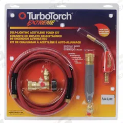 TURBOTORCH Brazing And Soldering Kit: Swirl Flame, CGA-200, Trigger-Start, Extreme Series, Torch Kit (MPN 0386-0834). Key specifications — Kit Series: Extreme; Compatible Fuel Cylinder Size: MC; Included Acetylene Regulator CGA Number: CGA-200; Included Tip Manufacturer Part Number: PL-8A; Connection Type: Quick Connect; Manufacturer Part Number: 0386-0834; Brand: TURBOTORCH; Item: Torch Kit.