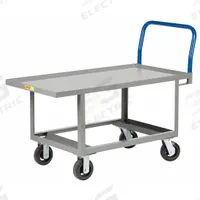 LITTLE GIANT Platform Truck: 2,000 lb, 48 in L x 24 in W x 26 in H Deck, Solid, 12 ga Deck, Rubber (MPN RNL-2448-6MR). Key specifications — Side Panel Type: No Side Panels; Brand: LITTLE GIANT; Color: Gray; Caster/Wheel Configuration: (2) Rigid.