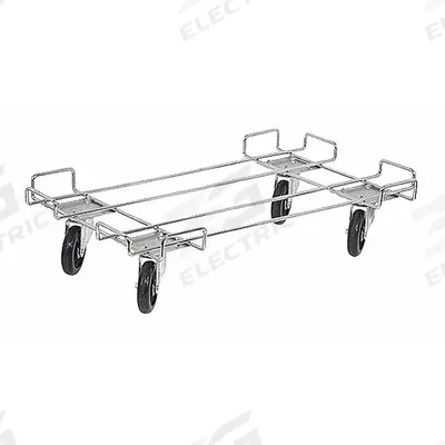APPROVED VENDOR Dolly Base: Garbage Bins, 20 in x 48 in x 7 1/2 in, Rubber, Chrome, Steel - Dolly Bases for Wire Shelving