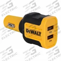 DEWALT Mobile USB Charger 2-Port, 4.8A: Charger, 2 Connections, Black/Yellow, USB, Universal (MPN 141 9008 DW2). Key specifications — Color: Yellow; Product Type: Charger; Compatible Devices: Universal; Brand: DEWALT; Ports: USB.