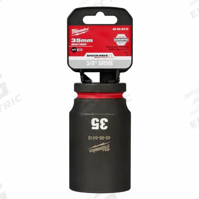 MILWAUKEE Deep Impact Socket: 3/4 in Drive Size, Metric, 35 mm Socket Size, 6-Point - 3/4" Drive Impact Sockets