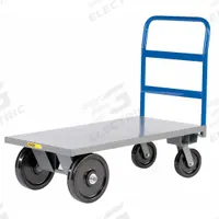 LITTLE GIANT Platform Truck: 5,000 lb, 72 in L x 30 in W x 16 1/2 in H Deck, Solid, 12 ga Deck, Std (MPN NBH-3072-PH). Key specifications — Side Panel Type: No Side Panels; Brand: LITTLE GIANT; Color: Blue; Caster/Wheel Configuration: (2) Axle-Mounted.
