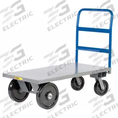 LITTLE GIANT Platform Truck: 5,000 lb, 72 in L x 30 in W x 16 1/2 in H Deck, Solid, 12 ga Deck, Std (MPN NBH-3072-PH). Key specifications — Side Panel Type: No Side Panels; Brand: LITTLE GIANT; Color: Blue; Caster/Wheel Configuration: (2) Axle-Mounted.