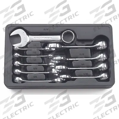 GEARWRENCH Combination Ratcheting Wrench Set: Alloy Steel, Full Polish Chrome, 10 Tools - SAE 12-Point Combination Wrench Sets