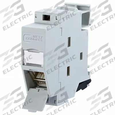 METZ CONNECT Rail-Mount Module: Cat6A, Data/HDBaseT/Power, 8 Poles, 45° Angled, Cable - Rail-Mount RJ45 Connector Modules