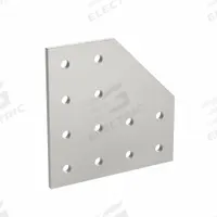 90° Angled Flat Plate: 90° Angled Flat Plate, 25 Series, 4 mm x 100 mm x 100 mm, 12 Holes, Silver (MPN 25-4128). Key specifications — Material: Aluminum; Brand: 80/20; Finish: Anodized.