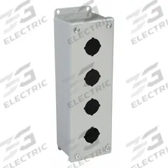 HOFFMAN Push Button Enclosure: 30mm, 4 Holes, Carbon Steel, NEMA 12 (MPN E4PB). Key specifications — attr211299: HOFFMAN; attr1043605: Indoor Dust & Water Droplets.