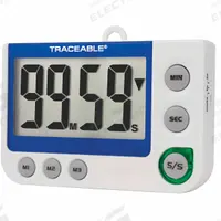 TRACEABLE Digital Timer: 5/8 in x 2 1/4 in x 3 1/2 in, 5/8 in Overall Dp, 2 1/4 in Overall Ht, LED (MPN 5013). Key specifications — Clock Function Included: No; Count Direction: Count Up; Digital Display Screen Type: LED; Alarm Type: Visual; Brand: TRACEABLE; Maximum Time Setting: 99 minutes, 59 seconds.