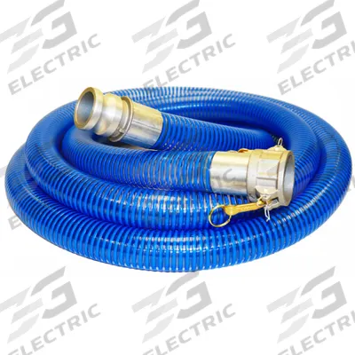 KURIYAMA Suction and Discharge Hose: 3 in Hose Inside Dia., 65 psi, Blue/Clear - PVC Water Suction & Discharge Hose Assemblies with PVC Helix Reinforcement