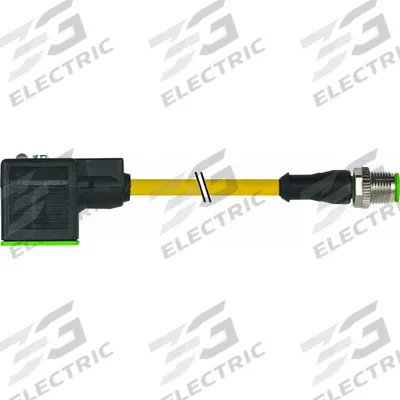 MURRELEKTRONIK Cordset: M12 Male Straight x DIN Form CI, 0.6 m Cable Lg, PVC, Yellow, 3 Pins - DIN Form Industrial C Solenoid Connector x M12 Cordsets