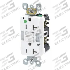 LEVITON GFI Receptacle: Hospital Grade Fed. Spec., Decorator Duplex, 5-20R, White, GFCI, 125V AC (MPN GFNL2-HGW)