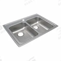 JUST MANUFACTURING Bowl Drop-In Sink: 29 in Overall Lg, 22 in Overall Wd, 4 1/2 in Bowl Dp, 2 Bowls (MPN DLADA2128A451-J). Key specifications — Brand: JUST MANUFACTURING; Color Family: Silver/Gray.