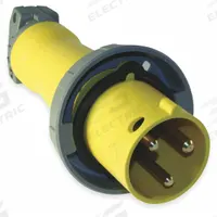 HUBBELL Pin and Sleeve Plug: Yellow, 125V AC, Single Phase, 100 A, 2 Pole, 3 Wire, IEC Grounding (MPN HBL3100P4W). Key specifications — Brand: HUBBELL.