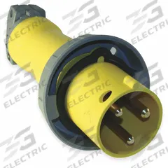 HUBBELL Pin and Sleeve Plug: Yellow, 125V AC, Single Phase, 100 A, 2 Pole, 3 Wire, IEC Grounding (MPN HBL3100P4W). Key specifications — Brand: HUBBELL.