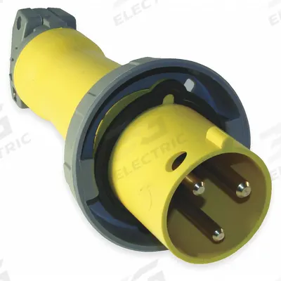HUBBELL Pin and Sleeve Plug: Yellow, 125V AC, Single Phase, 100 A, 2 Pole, 3 Wire - Watertight Plugs