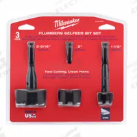MILWAUKEE Plumber Self Feed Drill Bit Set: Hex, 6 5/8 in Overall Lg, Steel, 3 Drill Bits (MPN 49-22-0030). Key specifications — attr325817: Plumber Self Feed Drill Bit Set; attr277224: MILWAUKEE.