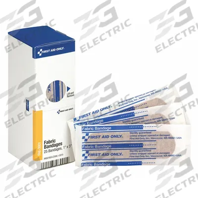 FIRST AID ONLY Adhesive Bandage: Strip Bandages, 1 in Wd, 3 in Lg, Not Metal Detectable