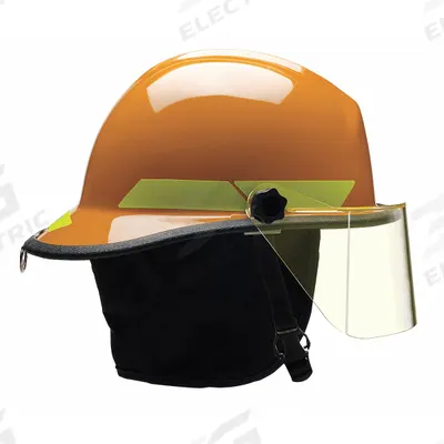 BULLARD Fire Helmet: Orange, Fiberglass, Modern Rear Brim, Chin Strap