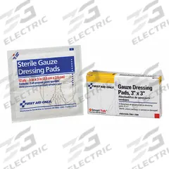 FIRST AID ONLY Gauze Pad: 3 in Dressing Lg, 3 in Dressing Wd, Gauze, Sterile, 8 PK (MPN AN206). Key specifications — Water Resistance: Not Water Resistant; Unitized: Unitized; Standards: ANSI/ISEA Z308.1-2015; Manufacturer Part Number: AN206; Package Type: Box; Product Type: Gauze Pad; Sterility: Sterile; Brand: FIRST AID ONLY.