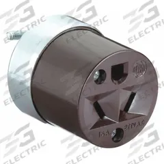 HUBBELL Straight Blade Connector: 7-15R, 277V AC, 15 A, 2 Pole, 3 Wire, Brown (MPN HBL5324)