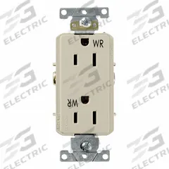 LEVITON Decora Plus Duplex Receptacle Outlet: Duplex, 5-15, Ivory, 125V AC, 15 A, 2 Pole / 3 Wire (MPN WDR15-I)