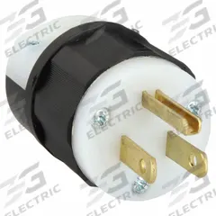 LEVITON Straight Blade Plug: 5-15P, 125V AC, 15 A, 2 Pole, 3 Blade, Black/White (MPN 5266-C)