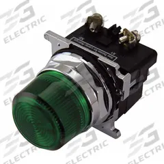 EATON Pilot Light: 30 mm Panel Mounting Size, Green, Incandescent, 120 V AC Max Volt Rating (Supply) (MPN 10250T34G). Key specifications — Series: 10250T; Brand: EATON; Includes Push-To-Test: No Push-To-Test Included.